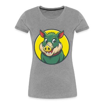 Sanglier Mignon Kawaii Dessin animé Clipart Animal de compagnie - T-shirt bio Premium Femme - gris chiné - Devant - Mia (176cm)