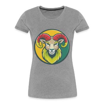 Ram Cute Kawaii Cartoon Clipart Pet Animal - Women's Premium Organic T-Shirt - heather grey - Front - Mia (176cm)
