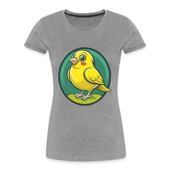 Canary Bird Cute Kawaii Cartoon Clipart Pet Animal - Women's Premium Organic T-Shirt - heather grey - Front - Mia (176cm)