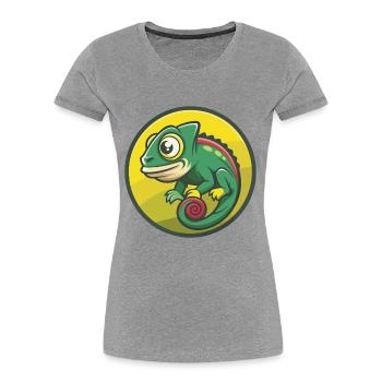 Chameleon Cute Kawaii Cartoon Clipart Pet Animal - Women's Premium Organic T-Shirt - heather grey - Front - Mia (176cm)
