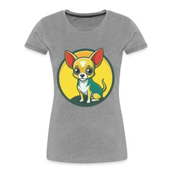 Chihuahua Dog Cute Kawaii Cartoon Clipart Animal - Women's Premium Organic T-Shirt - heather grey - Front - Mia (176cm)