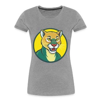 Cougar Cute Kawaii Cartoon Clipart Pet Animal - Women's Premium Organic T-Shirt - heather grey - Front - Mia (176cm)