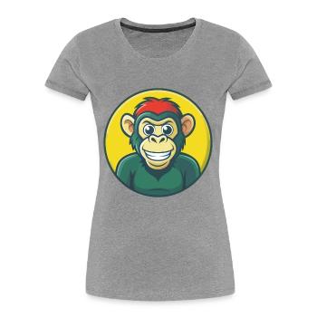 Bonobo Cute Kawaii Cartoon Clipart Pet Animal - Women's Premium Organic T-Shirt - heather grey - Front - Mia (176cm)