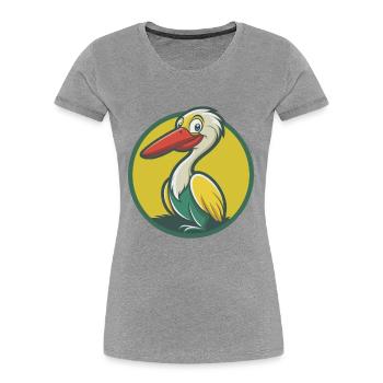 Storch Niedliche Kawaii Cartoon Clipart Haustier Tier - Frauen Premium Bio T-Shirt - Grau meliert - Vorne - Mia (176cm)