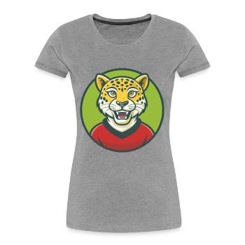 Léopard Mignon Kawaii Dessin animé Clipart Animal de compagnie - T-shirt bio Premium Femme - gris chiné - Devant - Mia (176cm)