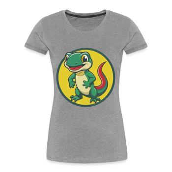 Salamander Niedliche Kawaii Cartoon Clipart Haustier Tier - Frauen Premium Bio T-Shirt - Grau meliert - Vorne - Mia (176cm)