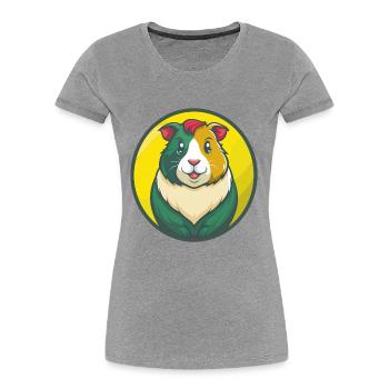 Cochon d’Inde Mignon Kawaii Dessin animé Clipart Animal de compagnie - T-shirt bio Premium Femme - gris chiné - Devant - Mia (176cm)