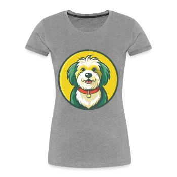 Havaneser Hund Niedlich Kawaii Cartoon Clipart Tier - Frauen Premium Bio T-Shirt - Grau meliert - Vorne - Mia (176cm)