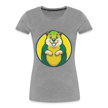 Gopher mignon Kawaii dessin animé Clipart Animal de compagnie - T-shirt bio Premium Femme - gris chiné - Devant - Mia (176cm)
