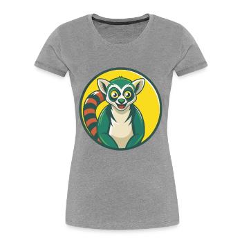 Lemur Cute Kawaii Cartoon Clipart Pet Animal - Women's Premium Organic T-Shirt - heather grey - Front - Mia (176cm)