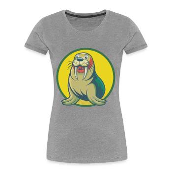 Walrus Cute Kawaii Cartoon Clipart Pet Animal - Women's Premium Organic T-Shirt - heather grey - Front - Mia (176cm)