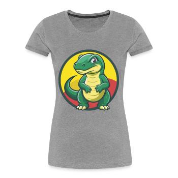 Komodo Dragon Cute Kawaii Cartoon Clipart Animal - Women's Premium Organic T-Shirt - heather grey - Front - Mia (176cm)