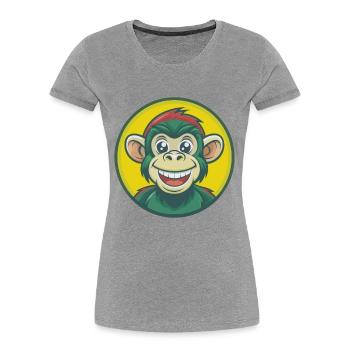 Monkey Cute Kawaii Cartoon Clipart Pet Animal - Women's Premium Organic T-Shirt - heather grey - Front - Mia (176cm)