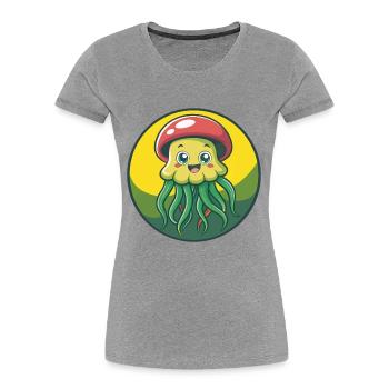 Méduse mignon Kawaii dessin animé Clipart Animal de compagnie - T-shirt bio Premium Femme - gris chiné - Devant - Mia (176cm)