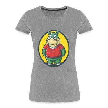 Hippo Cute Kawaii Cartoon Clipart Pet Animal - Women's Premium Organic T-Shirt - heather grey - Front - Mia (176cm)