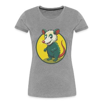 Opossum Mignon Kawaii Dessin animé Clipart Animal de compagnie - T-shirt bio Premium Femme - gris chiné - Devant - Mia (176cm)