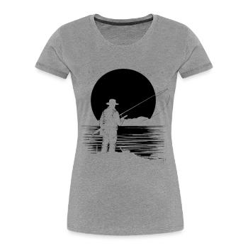 Pêche - T-shirt bio Premium Femme - gris chiné - Devant - Mia (176cm)