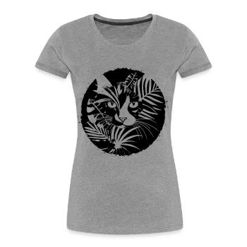 Illustration de chats - T-shirt bio Premium Femme - gris chiné - Devant - Mia (176cm)