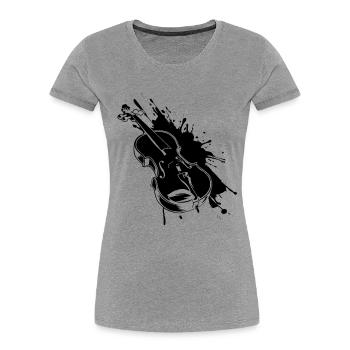 Violon Street Art - T-shirt bio Premium Femme - gris chiné - Devant - Mia (176cm)