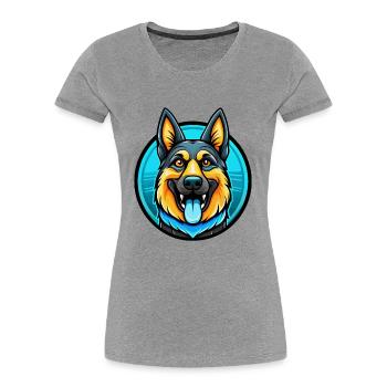 German Shepherd Dog Colorful Kawaii Cartoon Animal - Women's Premium Organic T-Shirt - heather grey - Front - Mia (176cm)