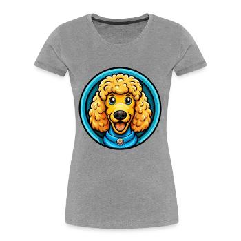 Pudel Hund Bunt Kawaii Cartoon Figur Haustier - Frauen Premium Bio T-Shirt - Grau meliert - Vorne - Mia (176cm)