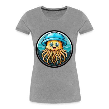 Jellyfish Colorful Kawaii Cartoon Character Animal - Women's Premium Organic T-Shirt - heather grey - Front - Mia (176cm)