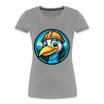 Crane Colorful Kawaii Cartoon Character Clipart - Women's Premium Organic T-Shirt - heather grey - Front - Mia (176cm)