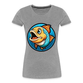 Fisch Bunt Kawaii Cartoon Figur Clipart Haustier - Frauen Premium Bio T-Shirt - Grau meliert - Vorne - Mia (176cm)