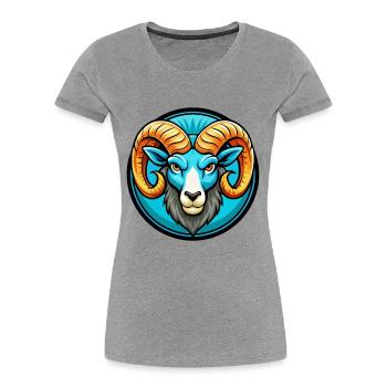 Ram Bunte Kawaii Cartoon Figur Clipart Haustier - Frauen Premium Bio T-Shirt - Grau meliert - Vorne - Mia (176cm)