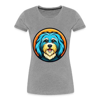 Havaneser Hund Bunte Kawaii Cartoon Figur Haustier - Frauen Premium Bio T-Shirt - Grau meliert - Vorne - Mia (176cm)