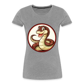 Anaconda coloré Kawaii Dessin animé Personnage Clipart - T-shirt bio Premium Femme - gris chiné - Devant - Mia (176cm)