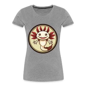 axolotl coloré Kawaii Dessin animé Personnage Clipart - T-shirt bio Premium Femme - gris chiné - Devant - Mia (176cm)