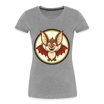 chauve-souris coloré kawaii dessin animé personnage clipart animal de compagnie - T-shirt bio Premium Femme - gris chiné - Devant - Mia (176cm)