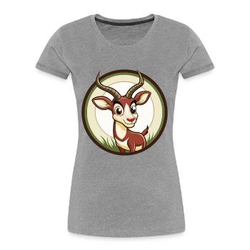 Antilope Bunte Kawaii Cartoon Figur Clipart - Frauen Premium Bio T-Shirt - Grau meliert - Vorne - Mia (176cm)