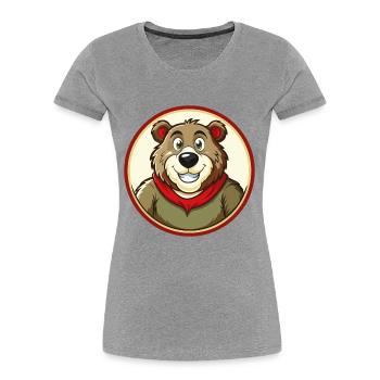 Ours coloré Kawaii dessin animé Personnage Clipart Animal de compagnie - T-shirt bio Premium Femme - gris chiné - Devant - Mia (176cm)