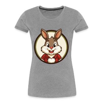 Lapin coloré Kawaii Dessin animé Personnage Clipart - T-shirt bio Premium Femme - gris chiné - Devant - Mia (176cm)