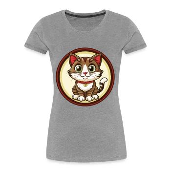 Cat Colorful Kawaii Cartoon Character Clipart Pet - Women's Premium Organic T-Shirt - heather grey - Front - Mia (176cm)