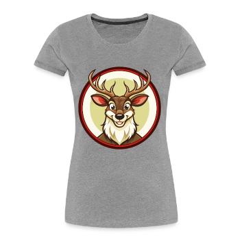 Deer Colorful Kawaii Cartoon Character Clipart Pet - Women's Premium Organic T-Shirt - heather grey - Front - Mia (176cm)
