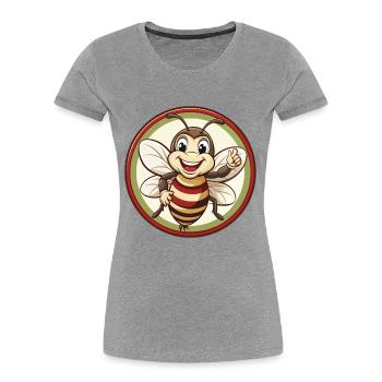 Abeille Coloré Kawaii Dessin Animé Personnage Clipart Animal de compagnie - T-shirt bio Premium Femme - gris chiné - Devant - Mia (176cm)