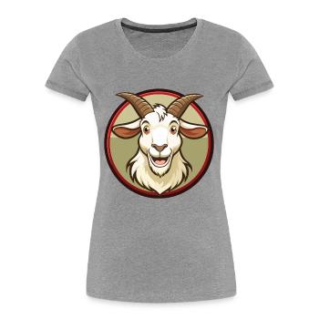 Ziege Bunt Kawaii Cartoon Figur Clipart Haustier - Frauen Premium Bio T-Shirt - Grau meliert - Vorne - Mia (176cm)
