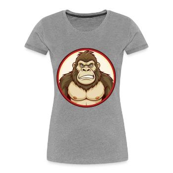 Gorilla Bunte Kawaii Cartoon Figur Clipart - Frauen Premium Bio T-Shirt - Grau meliert - Vorne - Mia (176cm)