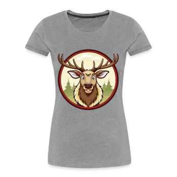 Elch Bunt Kawaii Cartoon Figur Clipart Haustier - Frauen Premium Bio T-Shirt - Grau meliert - Vorne - Mia (176cm)