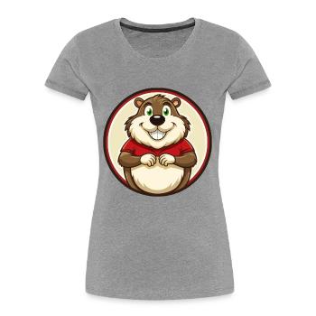 Murmeltier Bunte Kawaii Cartoon Figur Haustier - Frauen Premium Bio T-Shirt - Grau meliert - Vorne - Mia (176cm)