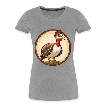 pintade coloré Kawaii dessin animé personnage animal de compagnie - T-shirt bio Premium Femme - gris chiné - Devant - Mia (176cm)