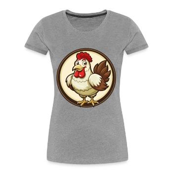 Poule coloré Kawaii dessin animé personnage Clipart Animal de compagnie - T-shirt bio Premium Femme - gris chiné - Devant - Mia (176cm)