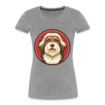 Havaneser Hund Bunte Kawaii Cartoon Figur Haustier - Frauen Premium Bio T-Shirt - Grau meliert - Vorne - Mia (176cm)