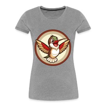 Colibri coloré Kawaii personnage de dessin animé animal de compagnie - T-shirt bio Premium Femme - gris chiné - Devant - Mia (176cm)
