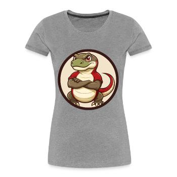 Komodo Dragon Colorful Kawaii Cartoon Clipart Pet - Women's Premium Organic T-Shirt - heather grey - Front - Mia (176cm)
