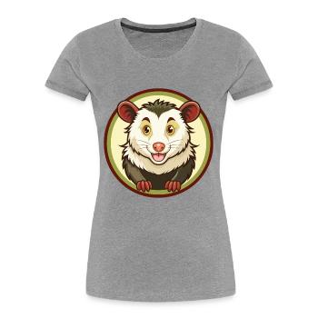 Opossum coloré Kawaii Dessin animé Personnage Clipart - T-shirt bio Premium Femme - gris chiné - Devant - Mia (176cm)