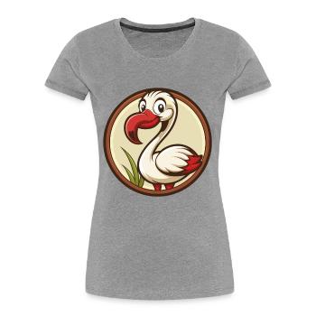Flamingo Colorful Kawaii Cartoon Character Clipart - Women's Premium Organic T-Shirt - heather grey - Front - Mia (176cm)